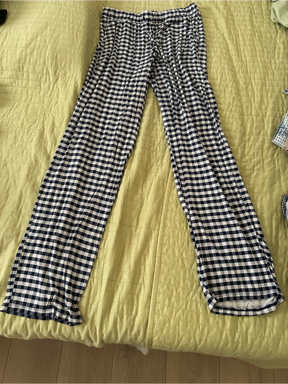 GAP Navy and White Gingham Wide-Leg Pants
